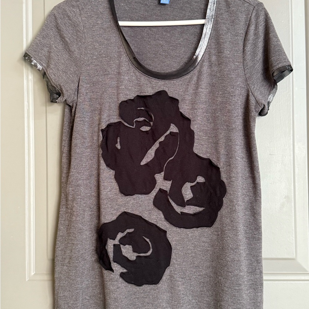 Simply Vera Vera Wang Charcoal Floral Tee